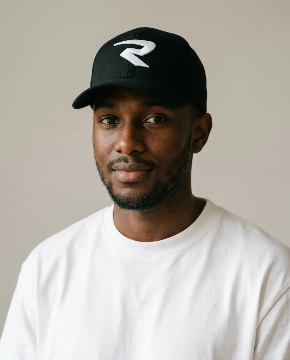 R Cap, black, worn