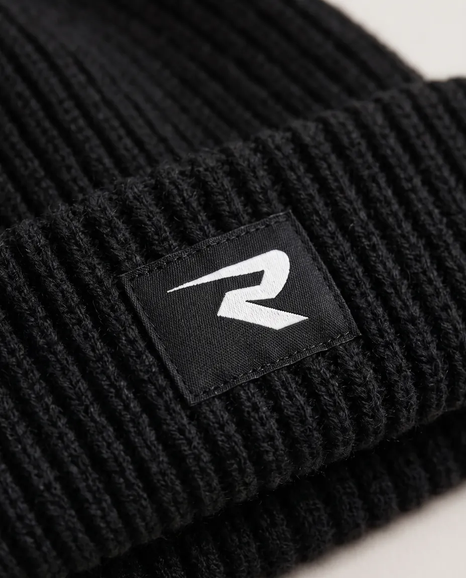 Ribbed Beanie, black, detail