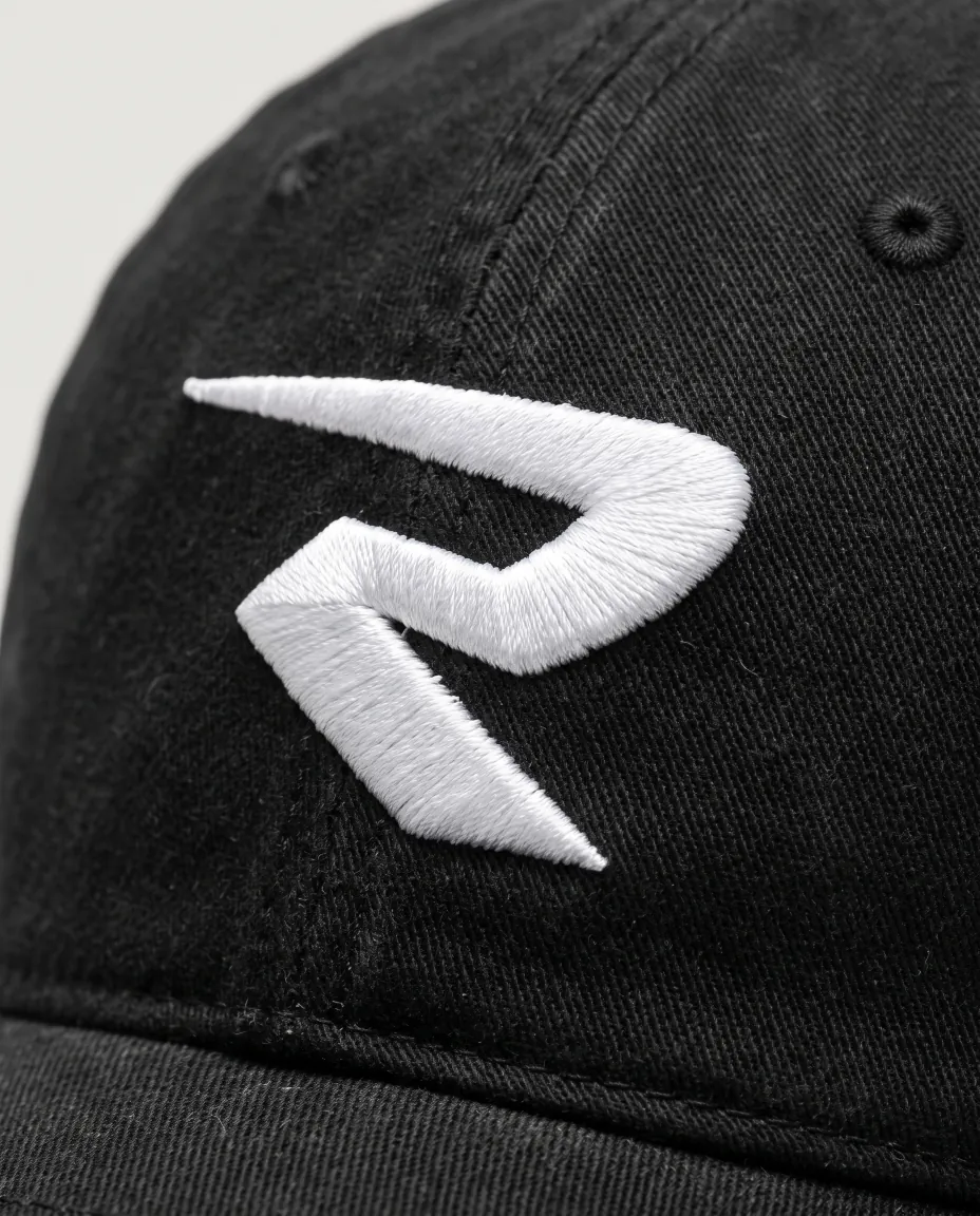 R Cap, black, detail