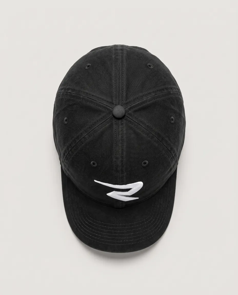 R Cap, black, top view