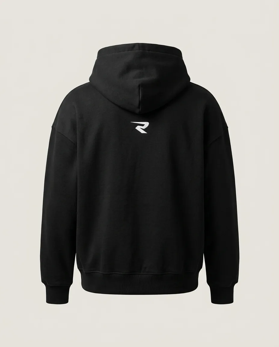 Hoodie R-01 noir, vue de dos