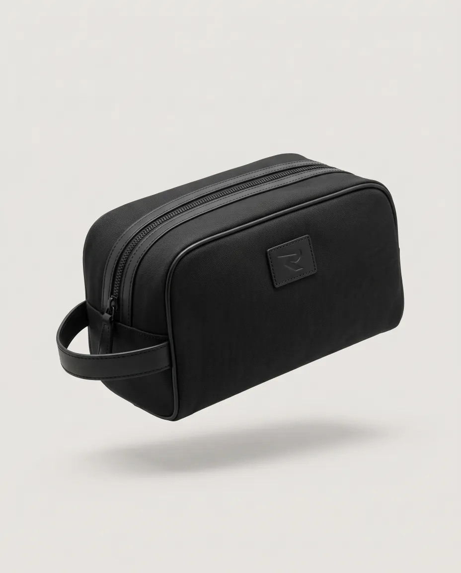 R Wash Bag, black, front view